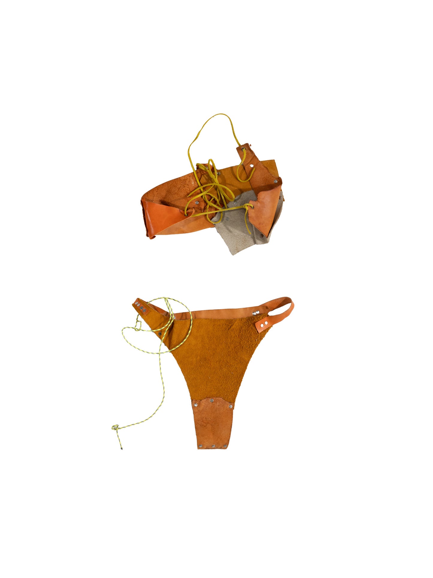 The Thick Skin: Orange Leather Collage Bikini