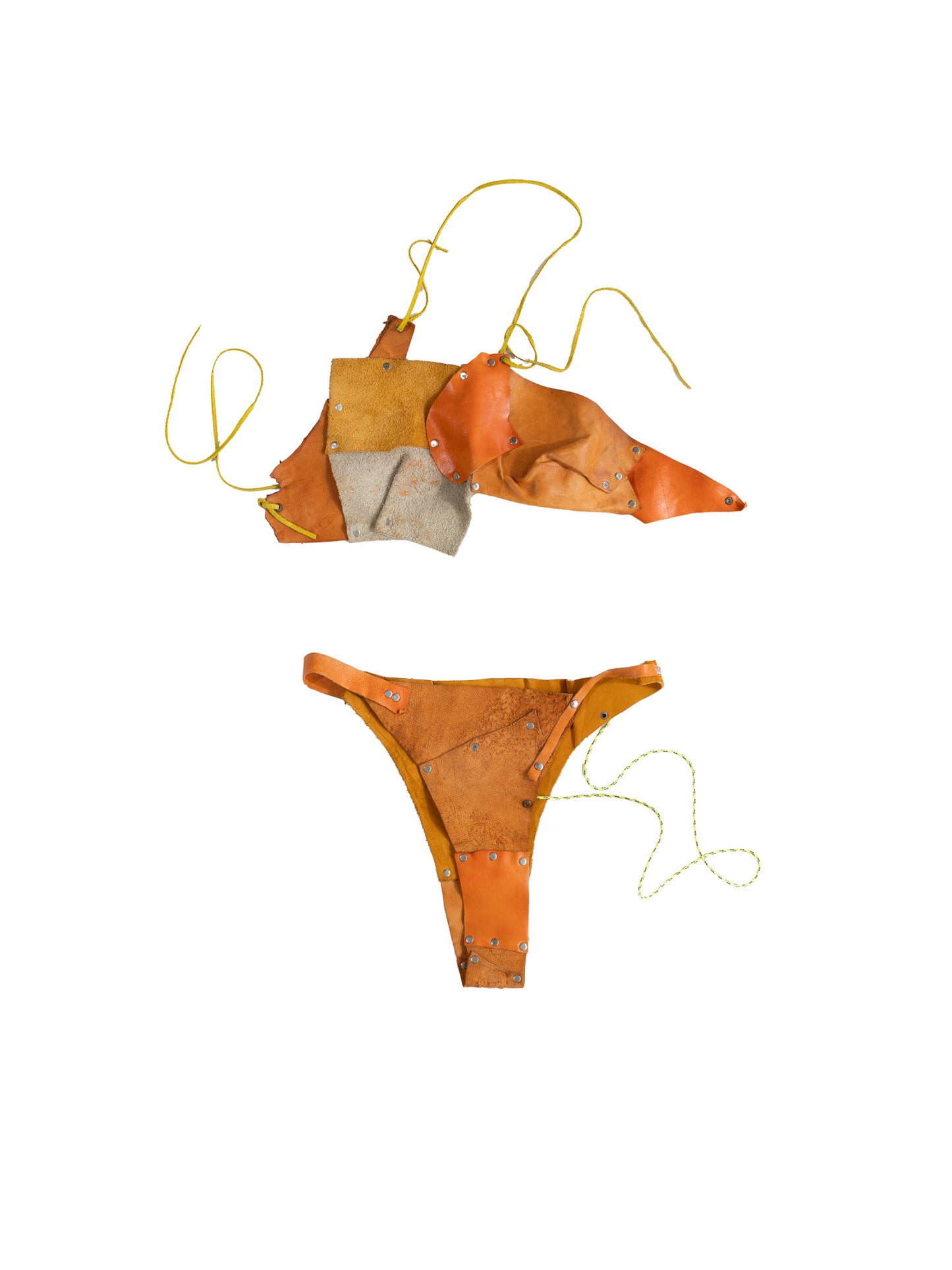 The Thick Skin: Orange Leather Collage Bikini